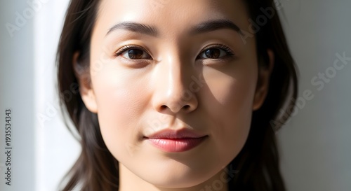 Close up portrait of a woman with sunlight creating soft shadows