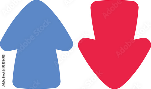 Red and blue arrows pointing oppositely