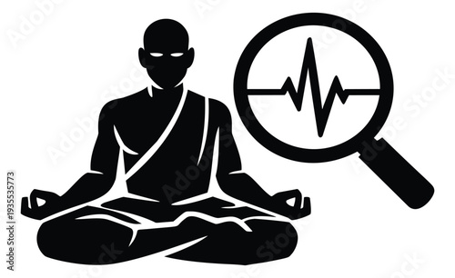 Graphic illustration of a meditating person depicting mindful self-analysis for wellness