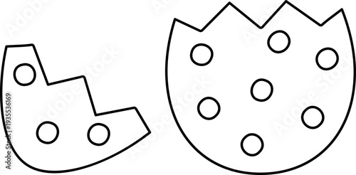 Easter egg outline split in half coloring page.
Easter egg template divided into two halves.
Broken Easter egg outline printable worksheet. svg.