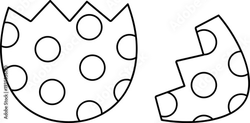 Easter egg outline split in half coloring page.
Easter egg template divided into two halves.
Broken Easter egg outline printable worksheet. svg.