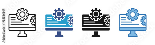 Online Training icon set multiple style collection