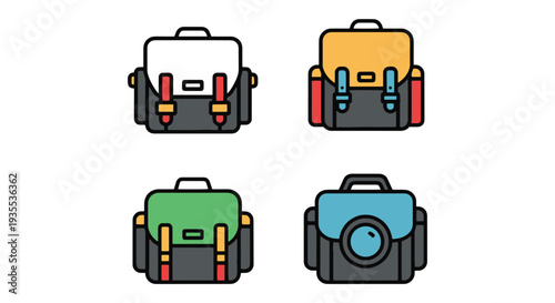 Camera Bag Line art vector minimal digital color illustration