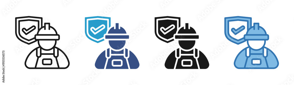 Obraz premium Worker Protection icon set multiple style collection