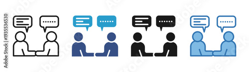 Business Dialogue icon set multiple style collection