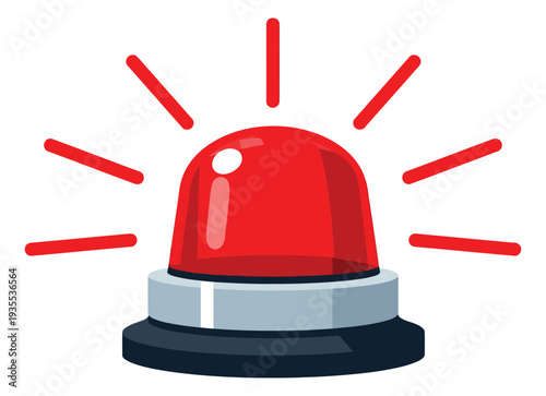 Flat illustration of a red siren light depicting an active warning for emergencies
