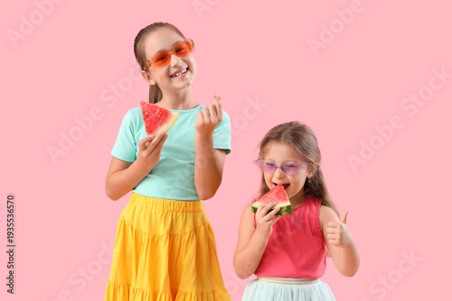 Happy little girls with sli...