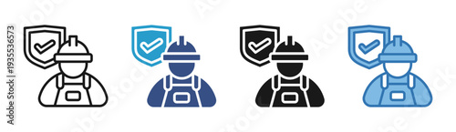 Worker Protection icon set multiple style collection