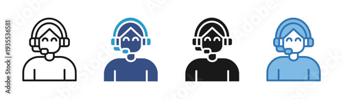 Support Service icon set multiple style collection