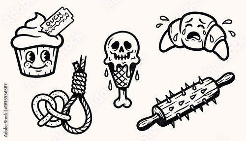 Whimsical Dark Humor Illustration Set