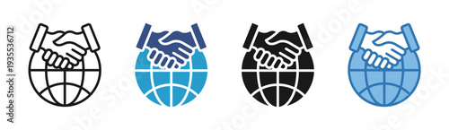 Global Partnership icon set multiple style collection