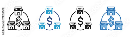 Franchise Business icon set multiple style collection