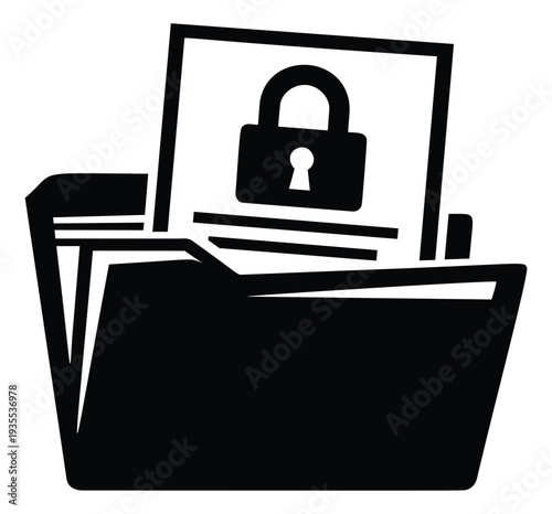 Graphic illustration of a file folder with a locked document depicting data security for information privacy