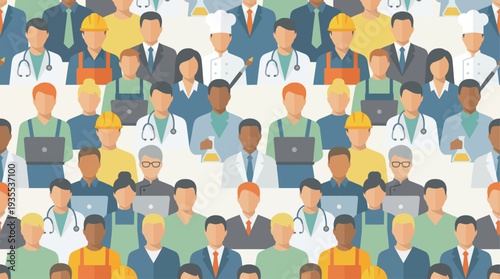 Diverse group of people from various professions and backgrounds.