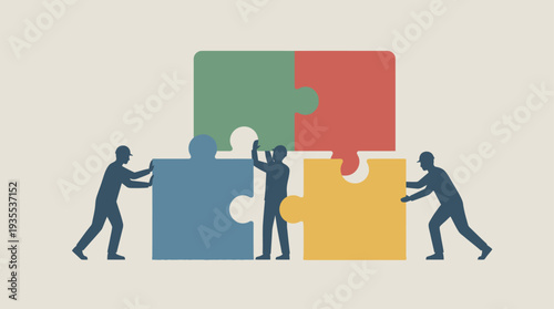 Teamwork and Collaboration with Puzzle Pieces.