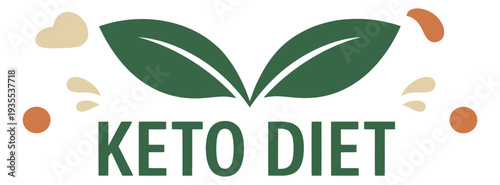 Organic illustration of keto diet text with leaves depicting a healthy lifestyle for nutrition branding
