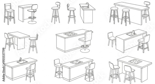 Collection of architectural sketches and blueprints for building construction.