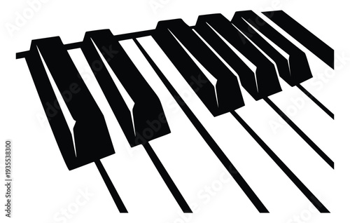 Graphic illustration of piano keys depicting a musical instrument for musical themes