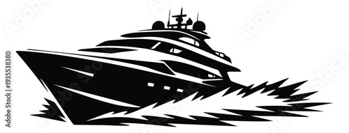 Bold illustration of a luxury yacht depicting a dramatic splash for luxury travel