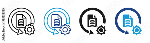 Data Optimization icon set multiple style collection