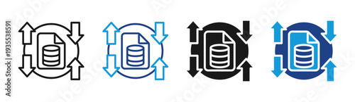 Data Synchronization icon set multiple style collection