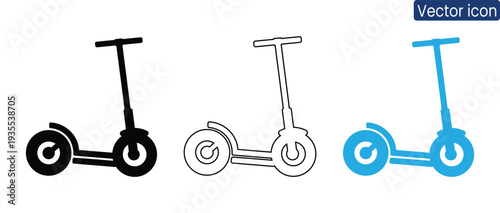 Set of modern electric scooter vector icons in different styles