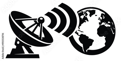 Graphic illustration of a satellite dish depicting global communication for technology concepts