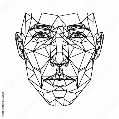Geometric human face outline with abstract polygonal lines.