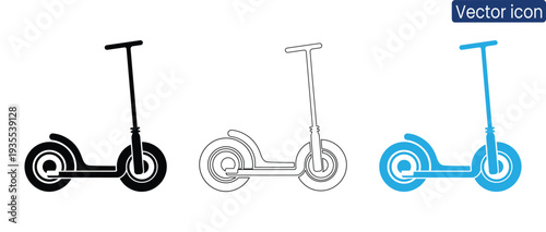Set of modern electric scooter vector icons in different styles
