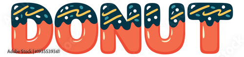 Cartoon hand drawn letters set featuring donut frosting and sprinkles for sweet food branding