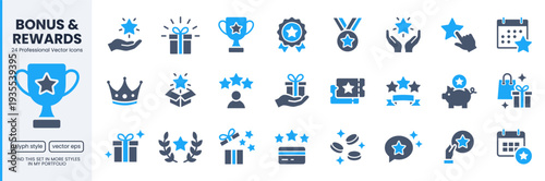 Loyalty and reward line icon set. Gift, VIP badge, trophy, loyalty card, redeem point minimal vector illustrations. Simple outline signs for bonus programs. 48x48 Pixel Perfect. Editable Stroke.