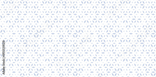 Trendy vector seamless pattern with diamonds, floral silhouettes. Stylish blue and white background with halftone effect, small scattered shapes, grid. Simple minimal texture. Repeated modern design