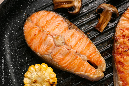 Tasty grilled salmon steaks...