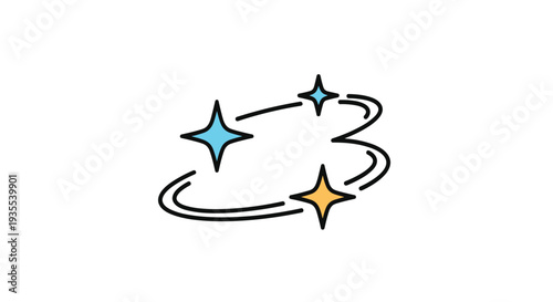 Creative illustration shows three colorful stars spinning with circular motion lines representing dizziness or magical effects.