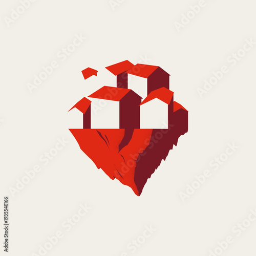 Minimal vector illustration concept of real estate bubble crisis. Housing price risk and mortgage investment danger within a recession economy.