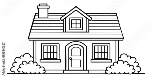 Hand drawn illustration of a house depicting a simple residential home for real estate concepts