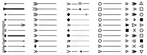 Bullet Points Minimalistic Icons with Arrows Dots and Stars