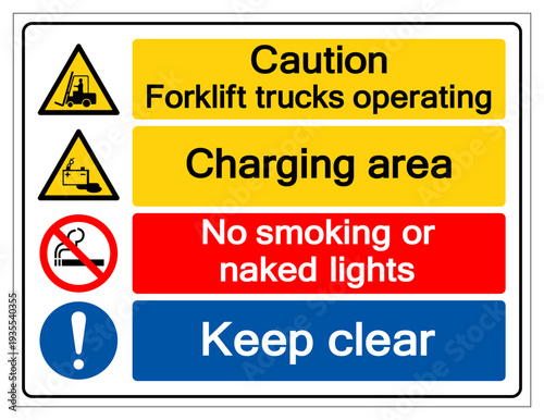 Caution Forklift trucks operating Symbol Sign, Vector Illustration, Isolate On White Background Label.EPS10