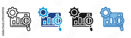 Data Optimization icon set multiple style collection