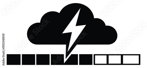 Graphic illustration of cloud data transfer depicting quick processing progress for technology and internet services