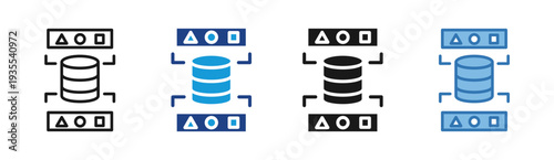 Data Warehouse icon set multiple style collection