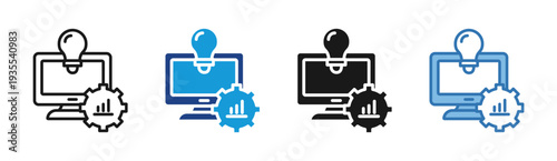 Smart Analytics icon set multiple style collection