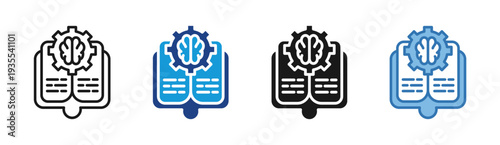 Knowledge Hub icon set multiple style collection