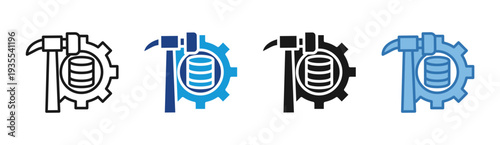 Data Engineering icon set multiple style collection