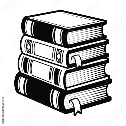 Stack of books isolated on white background