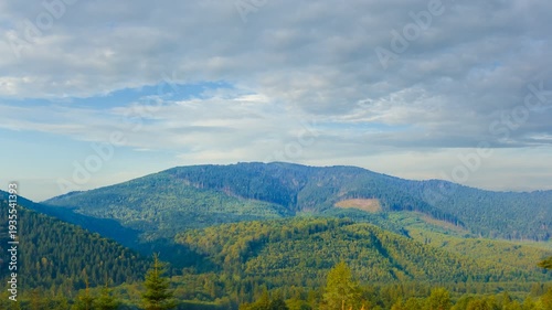 beautiful green mountain valley time lapse scene
