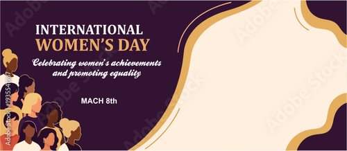 Corporate International Women’s Day banner with elegant typography and copy space