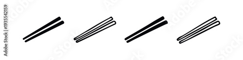 Chopsticks Icons Set - Asian Eating Utensils in Flat and Outline Styles