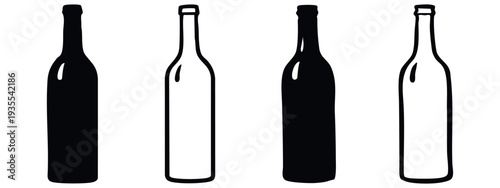Wine Bottle Icons - Classic Alcoholic Drink Containers in Vector Styles