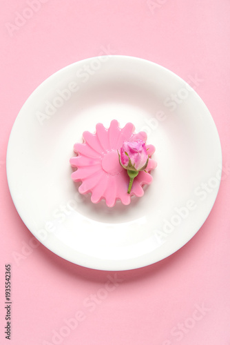 Plate of panna cotta with b...